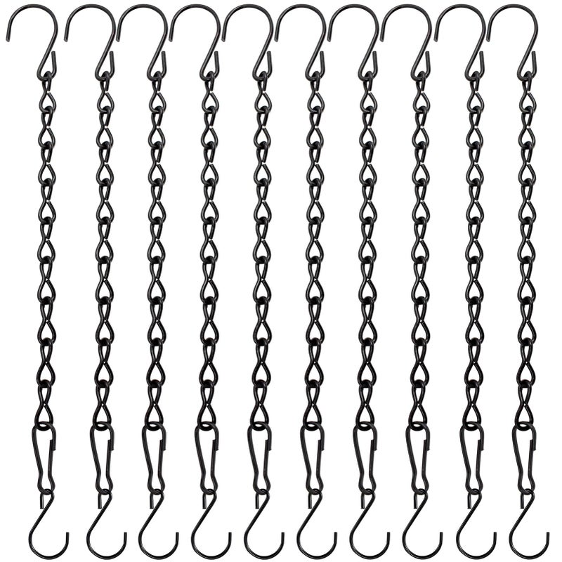 YINGFENG 10 Pack 9.5 Inch Black Hanging Chains, Garden Plant Hangers for Hanging Bird Feeders, Billboards, Chalkboards, Basket, Planters, Lanterns, Wind Chimes and Decorative Ornaments Etc. - Image 1